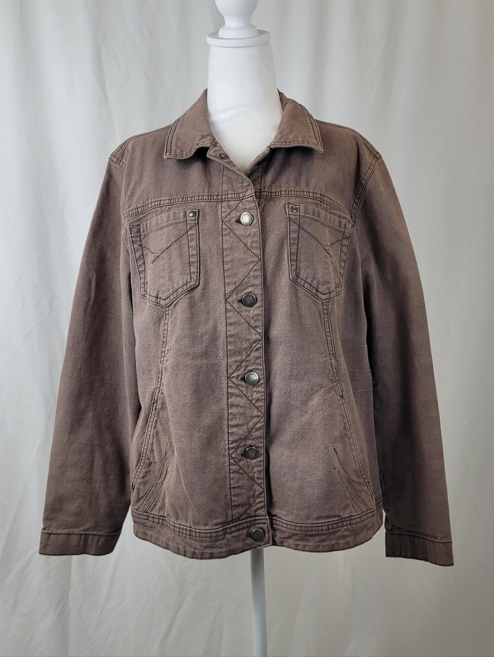 Women’s Casual Brown Denim Jacket - Classic Jean Jacket Organic Cotton